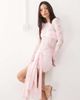 Lioness Lioness midnight long sleeve drape tie skirt detail lace mini dress in baby pink - 1