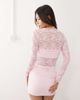 Lioness Lioness midnight long sleeve drape tie skirt detail lace mini dress in baby pink - 2
