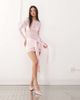 Lioness Lioness midnight long sleeve drape tie skirt detail lace mini dress in baby pink - 3