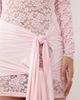 Lioness Lioness midnight long sleeve drape tie skirt detail lace mini dress in baby pink - 4