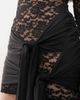Lioness Lioness midnight long sleeve drape tie skirt detail lace mini dress in black - 4