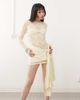 Lioness Lioness midnight long sleeve drape tie skirt detail lace mini dress in butter yellow - 1