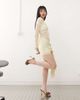 Lioness Lioness midnight long sleeve drape tie skirt detail lace mini dress in butter yellow - 4