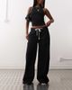 Lioness Lioness Muse low rise wide leg tie detail jean in rinse wash-Navy - 1