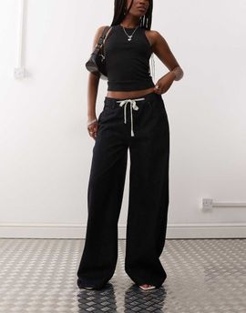 Lioness Lioness Muse low rise wide leg tie detail jean in rinse wash-Navy