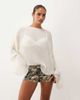 Lioness Lioness Nice Nights cuffed sleeve pleated plisse top in white - 1