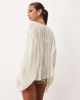 Lioness Lioness Nice Nights cuffed sleeve pleated plisse top in white - 4