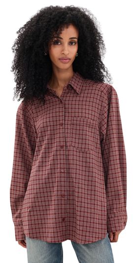 Lioness Lioness Notting Hill Button Down Shirt Cherry Plaid