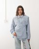 Lioness Lioness Notting Hill cotton oversized shoulder pad detailing multiway button front shirt in baby blue plaid - 1