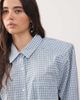 Lioness Lioness Notting Hill cotton oversized shoulder pad detailing multiway button front shirt in baby blue plaid - 2