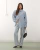 Lioness Lioness Notting Hill cotton oversized shoulder pad detailing multiway button front shirt in baby blue plaid - 4