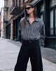 Lioness Lioness Notting Hill cotton oversized shoulder pad detailing multiway button up shirt in navy and lemon plaid - 1