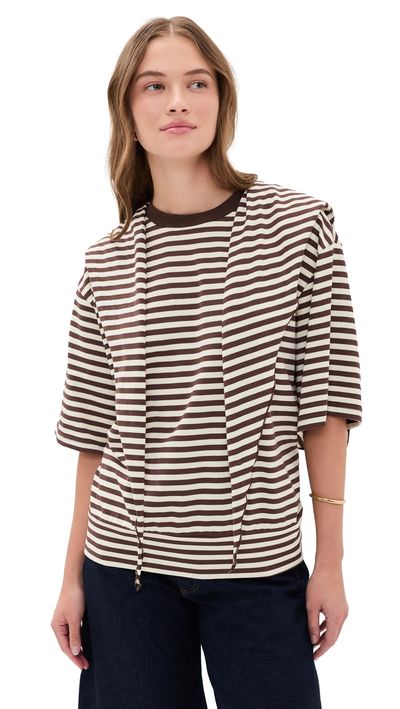 Lioness Lioness Olsen Knit Tee DARK CHOCOLATE STRIPE