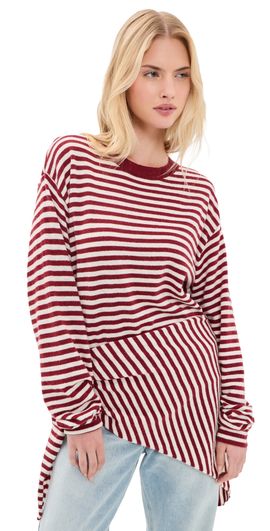 Lioness Lioness Olsen Knit Top Wine Stripe