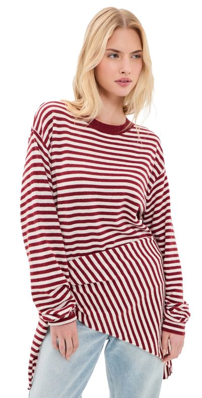 Lioness Lioness Olsen Knit Top Wine Stripe