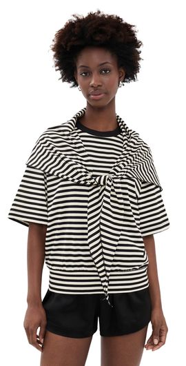 Lioness Lioness Olsen Short Sleeve Top Onyx Stripe