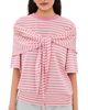 Lioness Lioness Olsen Short Sleeve Top Pink Cream Stripe - 1