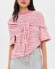 Lioness Lioness Olsen Short Sleeve Top Pink Cream Stripe - 2