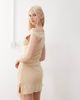 Lioness Lioness Original Sin fine knit off-shoulder gathered side split hem mini dress in cream-White - 4