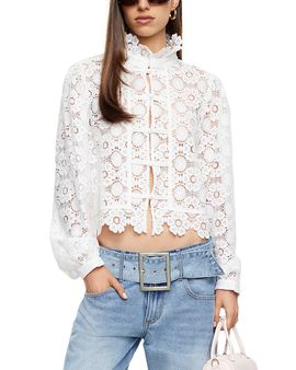 Lioness Lioness Overtime Lace Mock Neck Blouse