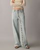 Lioness Lioness Penny asymmetric button detail relaxed leg jeans in light wash-Blue - 3