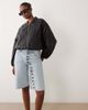Lioness Lioness Penny exclusive asymmetric button detail relaxed leg jorts in light wash denim-Blue - 1