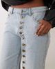 Lioness Lioness Penny exclusive asymmetric button detail relaxed leg jorts in light wash denim-Blue - 4