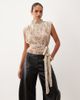 Lioness Lioness Penthouse funnel neck structured tie waist top in cream print-Multi - 1