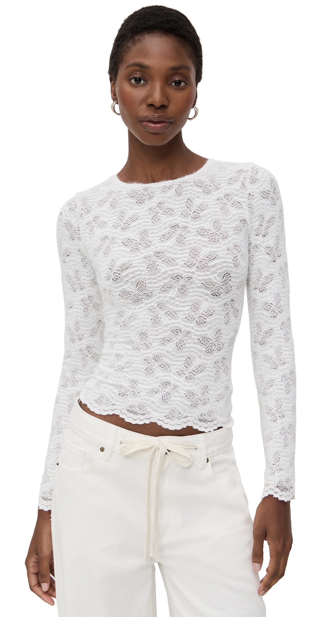 Lioness - Poppy Lace Long Sleeve Blouse Cream