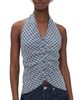 Lioness Lioness Power Hour Halter Top Navy Plaid - 1