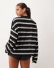 Lioness Lioness Rebels collared long sleeve top in black stripe - 4