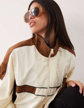 Lioness Lioness Rhode funnel neck windbreaker jacket in sorbet cream-WHITE