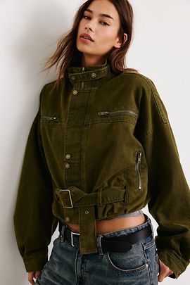 Lioness Lioness Rinata Belted Funnel Neck Utility Jacket in Tan, Women's at Urban Outfitters