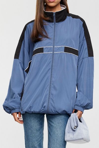 Lioness Lioness Roades Windbreaker Funnel Neck Jacket in Slate Blue, Women's at Urban Outfitters