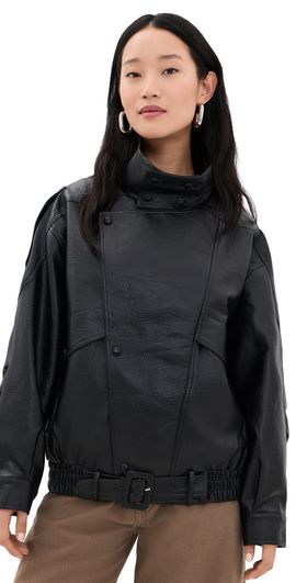 Lioness Lioness Rogue Faux Leather Bomber Jacket Onyx