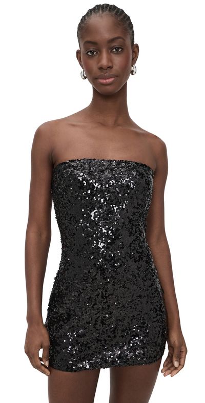 Lioness Lioness Sequin Strapless Mini Dress Noir