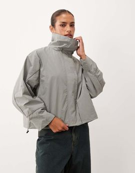 Lioness Lioness Shoreline funnel neck oversized utility toggle windbreaker jacket in silver