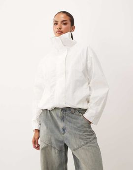 Lioness Lioness Shoreline funnel neck oversized utility toggle windbreaker jacket in white