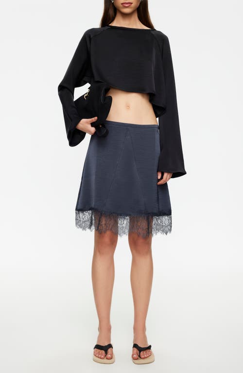 LIONESS LIONESS Skin Lace Detail Satin Skirt
