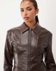 Lioness Lioness Soho woven faux leather collar detail fitted jacket in chocolate - part of a set-Brown - 2