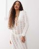 Lioness Lioness soiree plunge neck keyhole detail crochet beach midaxi dress in white - 3