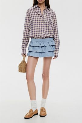 Lioness Lioness Solstice Tiered Ruffle Mini Skort in Slate Blue, Women's at Urban Outfitters