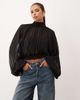 Lioness Lioness Suite Escape chiffon high neck balloon sleeve blouse in black - 2