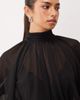 Lioness Lioness Suite Escape chiffon high neck balloon sleeve blouse in black - 3