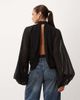 Lioness Lioness Suite Escape chiffon high neck balloon sleeve blouse in black - 4