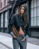 Lioness Lioness The Bronx structured rolled cuffs denim jacket in dark blue wash - 1