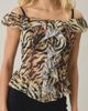 Lioness Lioness Timeless Ruffle Sheer Chiffon Top in Tiger Print, Women's at Urban Outfitters - 4