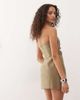 Lioness Lioness Tranquility linen look cotton bandeau gathered mini dress in washed olive-Green - 4