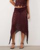 Lioness Lioness Trophy sheer lace intricate floral detail asymmetric skirt set in burgundy-RED - 2