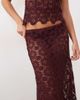 Lioness Lioness Trophy sheer lace intricate floral detail asymmetric skirt set in burgundy-RED - 3